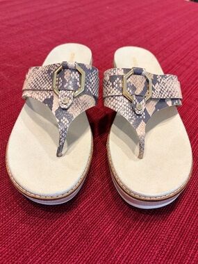 Cole Haan OriginalGrand Snakeskin Platform Wedge Thong Sandals 9B W21358
